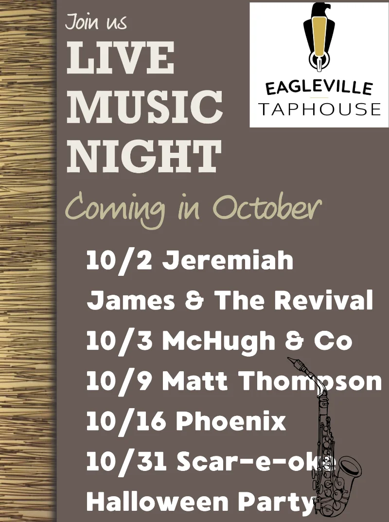 Enjoy live music at Eagleville Taphouse - see who's playing this month!